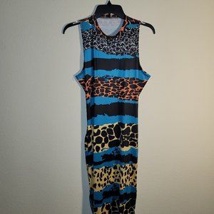 Multi-Colored, Backless Maxi Dress